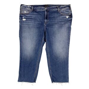 Silver Jeans Co Elyse Capri Distressed Frayed‎ Hem Jeans Women's Plus Size 24W